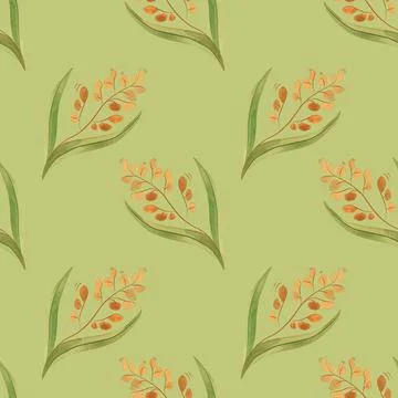Textile seamless floral pattern with wild grasses and cereals. Design for Stock Illustration