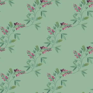 Textile seamless floral pattern with wild grasses and flowers. Design for Stock Illustration