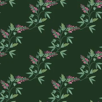 Textile seamless floral pattern with wild grasses and flowers. Design for Stock-Illustration