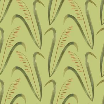 Textile seamless floral pattern with wild grasses and cereals. Design for Illustrazione stock