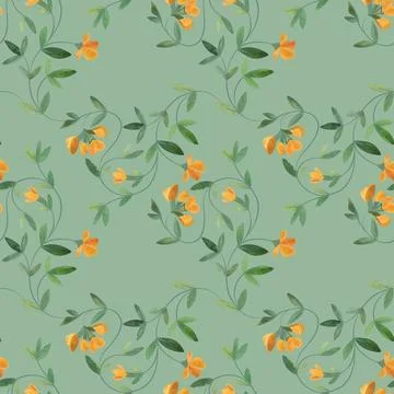 Textile seamless floral pattern with wild grasses and flowers. Design for Stock Illustration
