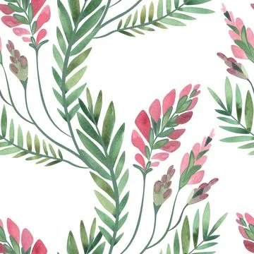 Textile seamless floral pattern with wild grasses and flowers. Design for Illustrazione stock