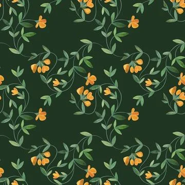 Textile seamless floral pattern with wild grasses and flowers. Design for Stock Illustration