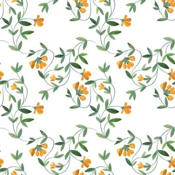 Textile seamless floral pattern with wild grasses and flowers. Design for Stock Illustration