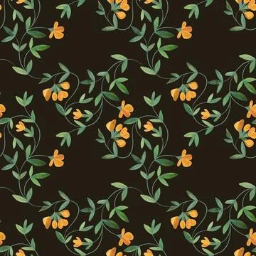 Textile seamless floral pattern with wild grasses and flowers. Design for Stock Illustration
