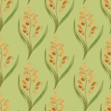 Textile seamless floral pattern with wild grasses and cereals. Design for Stock Illustration