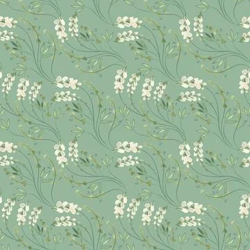 Textile seamless floral pattern with wild grasses and flowers. Design for Stock Illustration