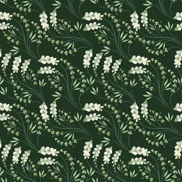 Textile seamless floral pattern with wild grasses and flowers. Design for Stock Illustration