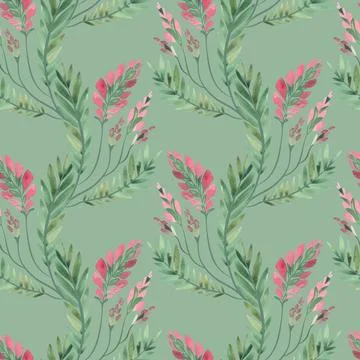 Textile seamless floral pattern with wild grasses and flowers. Design for Stock Illustration