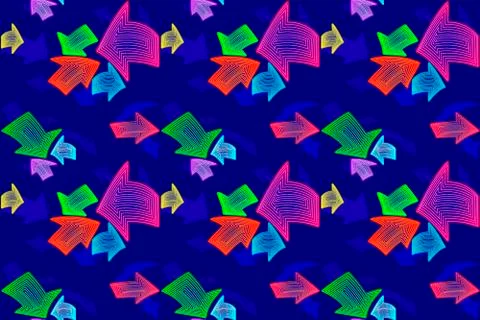 Textile seamless pattern  Abstract neon pointer arrows. Vector イラスト素材