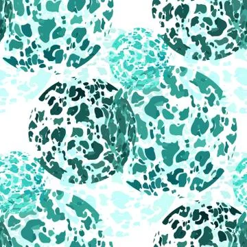 Textile seamless pattern of balls with texture green watercolor Illustrazione stock
