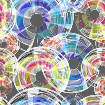 Textile seamless pattern of circles with white texture triangles Illustrazione stock