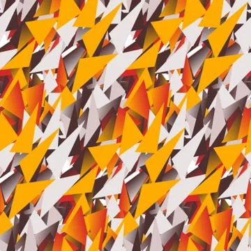 Textile seamless pattern of colored triangles in warm colors Stock Illustration