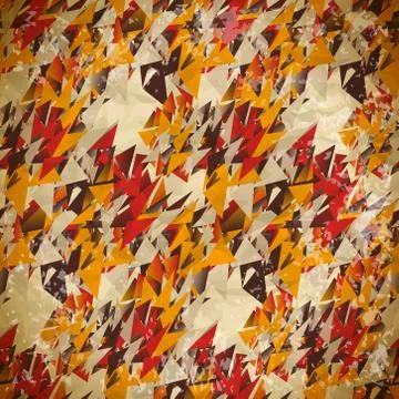 Textile seamless pattern of colored triangles in vintage faded s Stock Illustration