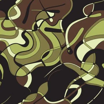 Textile seamless pattern with dark green stripes and spots Stock Illustration