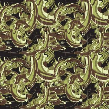 Textile seamless pattern with dark green stripes and spots Stock Illustration