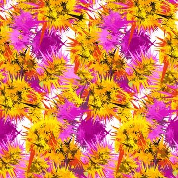 Textile seamless pattern of flowers with texture yellow watercol Illustrazione stock
