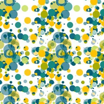 Textile seamless pattern of green circles in random Illustrazione stock