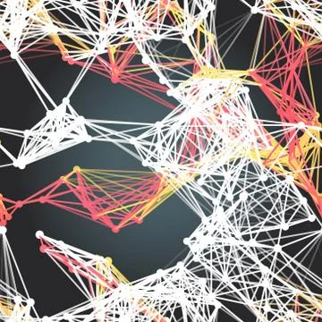 Textile seamless pattern of red cell polygonal figures on dark b Illustrazione stock