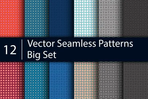 Textile seamless patterns, big vector set Stock Illustration
