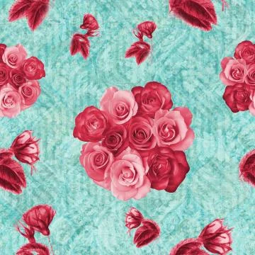 Textile seamless repeat floral pattern with geometrical textural pattern back Stock Photos