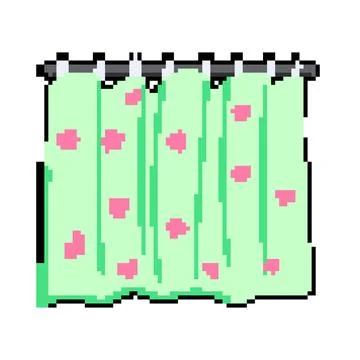 Textile shower curtain pixel art vector illustration Stock Illustration