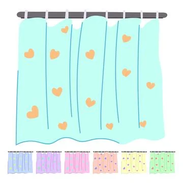 Textile shower curtain vector cartoon graphic Stock Illustration