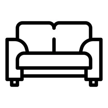 Textile sofa icon, outline style Stock Illustration