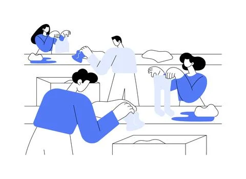 Textile sorting abstract concept vector illustration. 스톡 일러스트