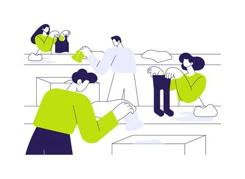 Textile sorting abstract concept vector illustration. 스톡 일러스트