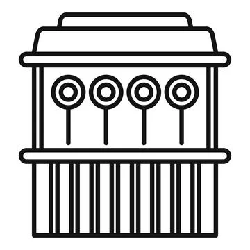 Textile spinning machine producing thread line art Stock Illustration