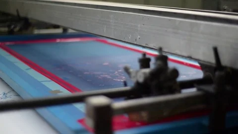 Textile stamping. Textile Industry. Vídeo Stock 72587836