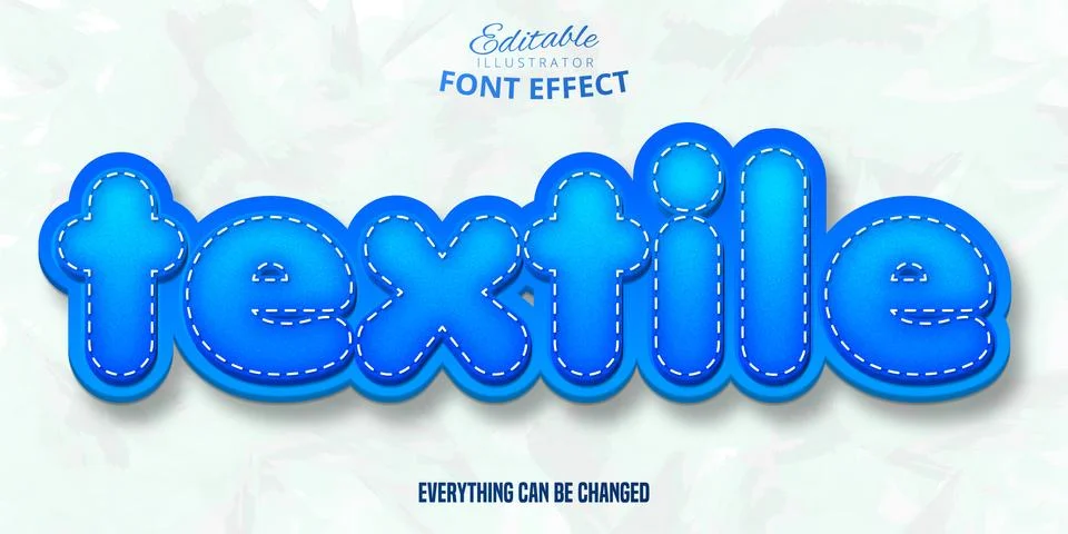 Textile text, 3d blue editable font effect Stock Illustration