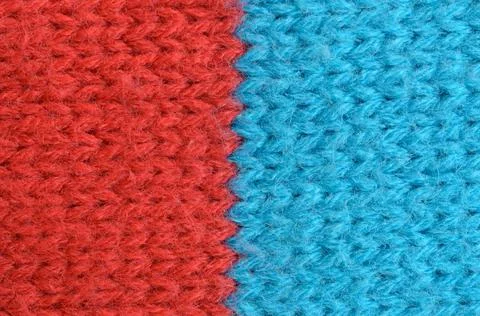 Textile texture of wool of red and blue colors. Stock Photos