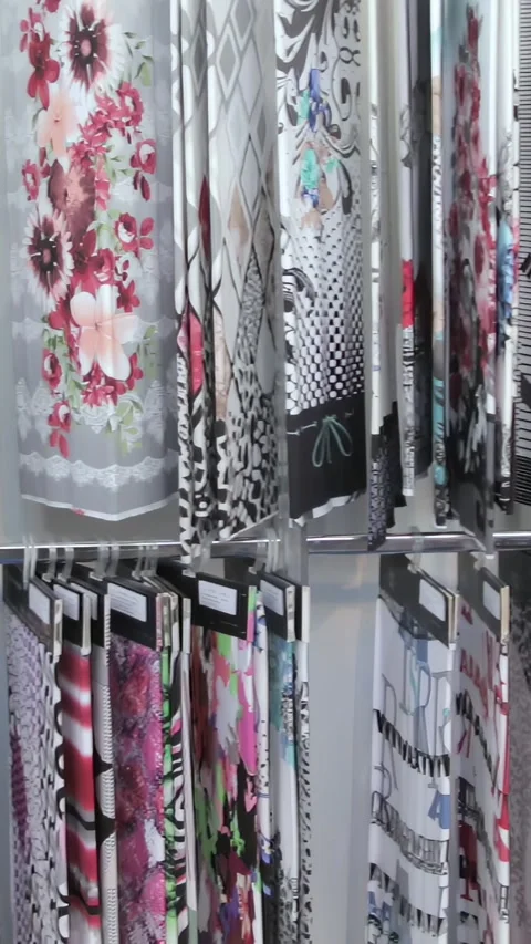 Textile Treasures a Diverse Collection of Patterns and Prints Stock Footage 341068502