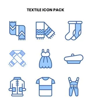 Textile Two Colour Bundle Icons Pack Stock Illustration