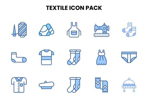 Textile Two Colour Collection Icons Pack Stock Illustration