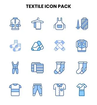 Textile Two Colour Design Icons Pack Stock Illustration