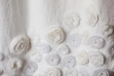 Textile wedding white background with pastel roses Stock Photos