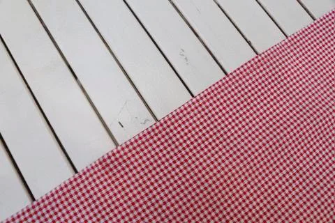 Textile on wooden table Foto stock