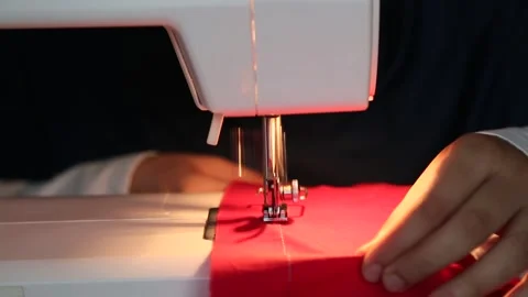 Textile Worker Operating Sewing Machine Stock Footage 340108807