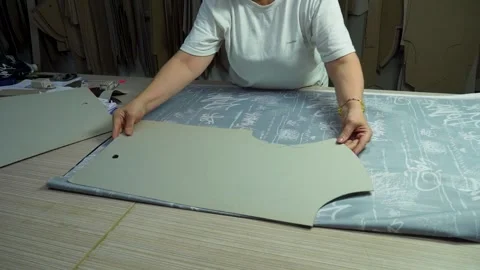 Textile Worker Placing and Arranging Design izmir, turkey, 2 december 2025 Stock Footage 322057078