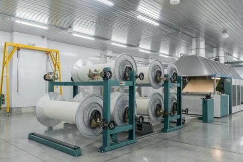 Textile yarn processing shop Stock Photos