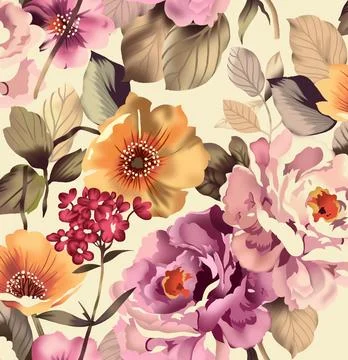 Textile,And,Wallpaper,Patterns.,A,Printable,Digital,Illustration,Work.,Floral 스톡 일러스트
