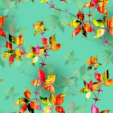 Textile,Botanical,Flowers,Pattern,,,Multi,Flowers,With,Abstract,Bright Illustration
