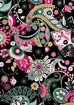 Textile,Factory,Ethnic,Themed,Fabric,Patterns Stock Illustration