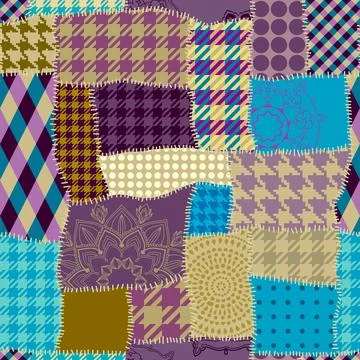 Textille patchwork pattern. Seamless Vector image. 库存插图