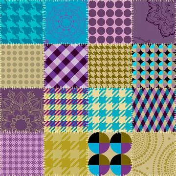 Textille patchwork pattern. Seamless Vector image. Squares patchwork イラスト素材