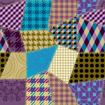 Textille patchwork pattern. Seamless Vector image. 스톡 일러스트