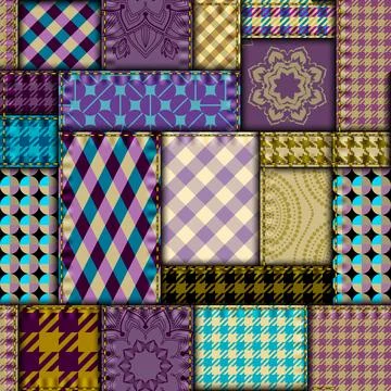 Textille patchwork pattern. Seamless Vector image. Fabric pattern 库存插图